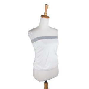 Splendid Ringer Ruched Tube Top White And Gray Size Medium